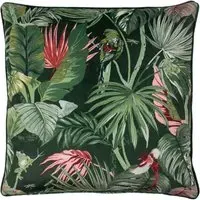 Amazon Creatures Tropical Cushion - Jade Green