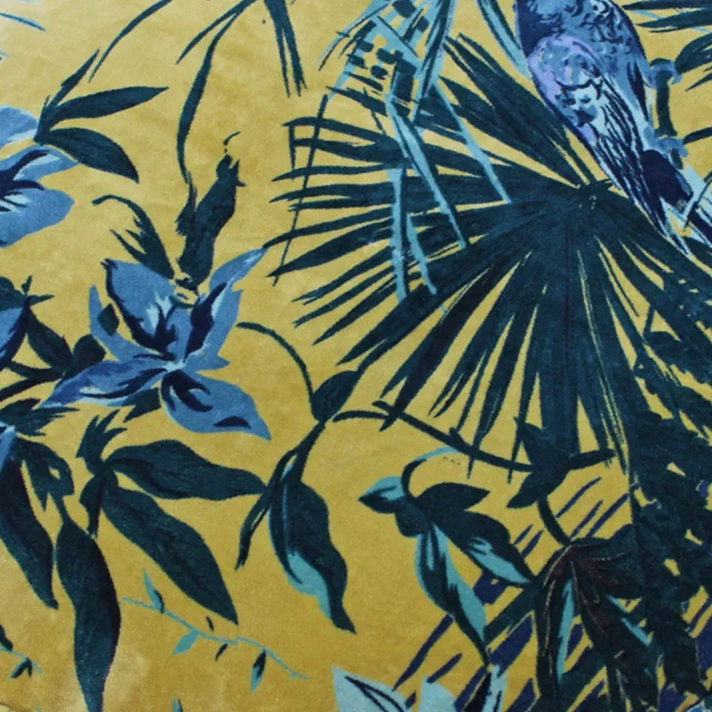 Amazon Jungle Round Cushion - Teal, Velvet