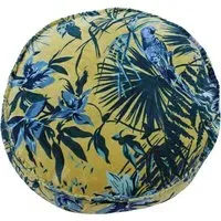 Amazon Jungle Round Cushion - Teal, Velvet