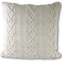 Aran Cable Knit Cushion - Cream, Cotton