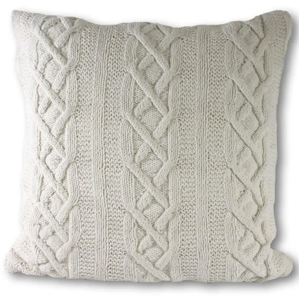 Aran Cable Knit Cushion - Cream, Cotton image