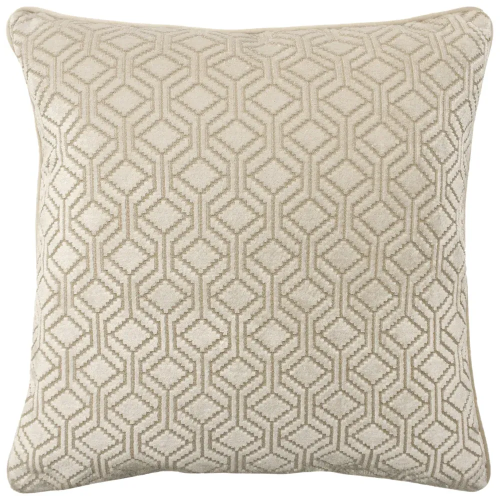 Avenue Velvet Jacquard Cushion - Cream