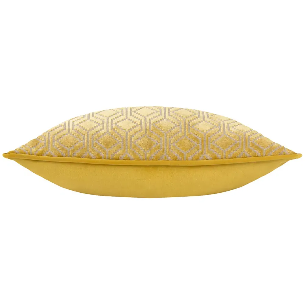 Avenue Velvet Jacquard Cushion - Ochre
