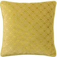 Avenue Velvet Jacquard Cushion - Ochre