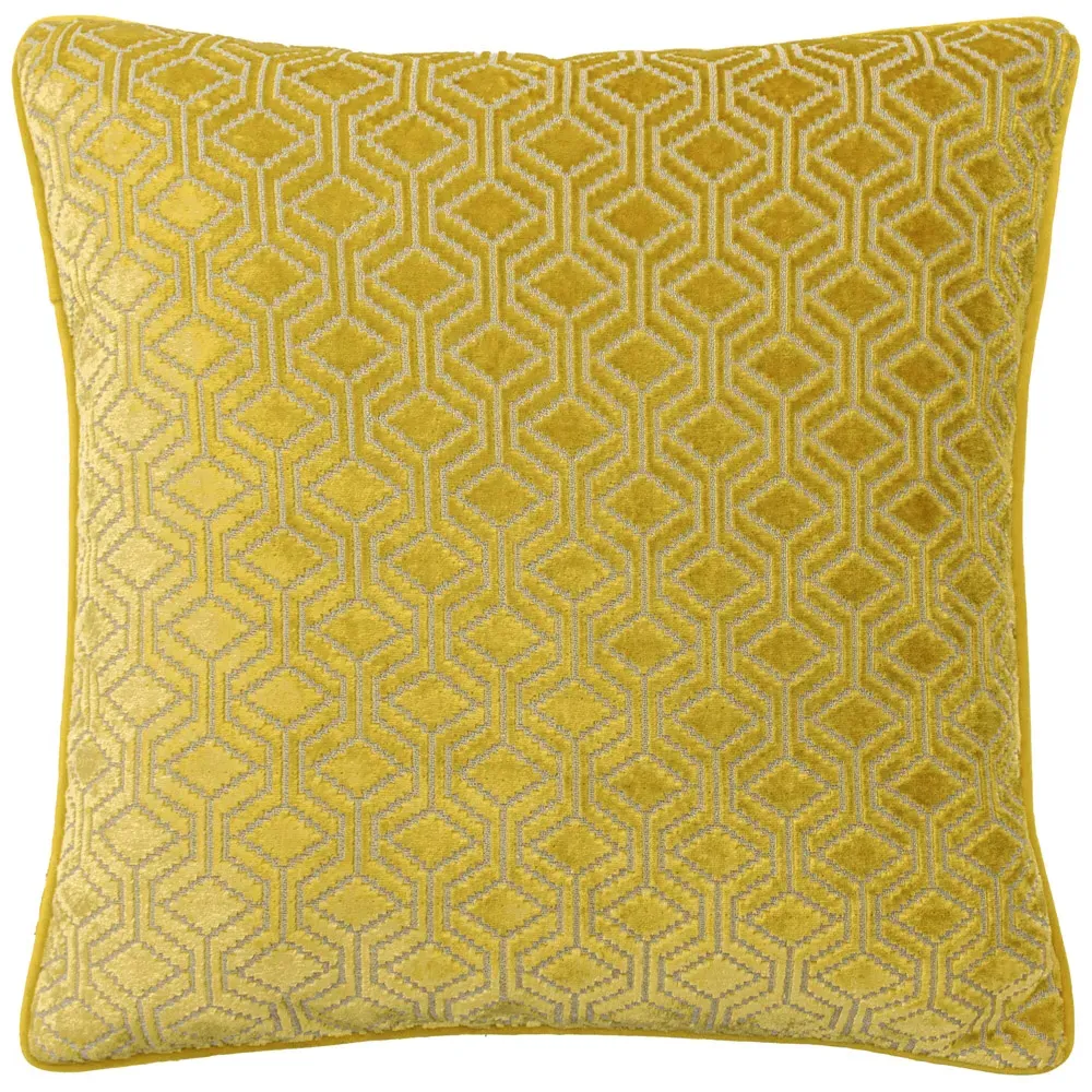 Avenue Velvet Jacquard Cushion - Ochre image