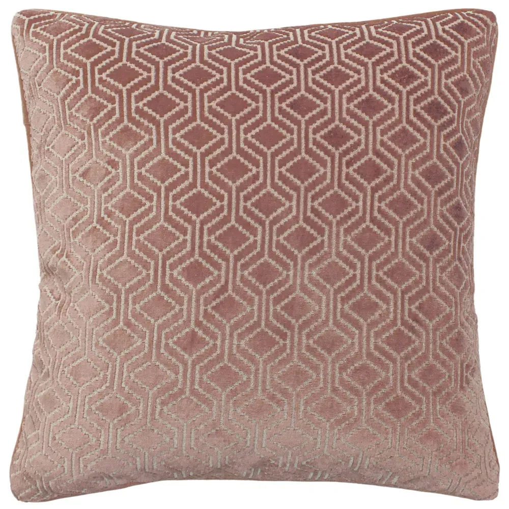 Avenue Velvet Jacquard Cushion - Pink