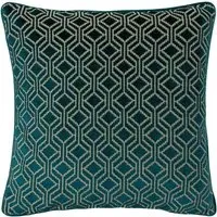 Avenue Velvet Jacquard Cushion - Teal