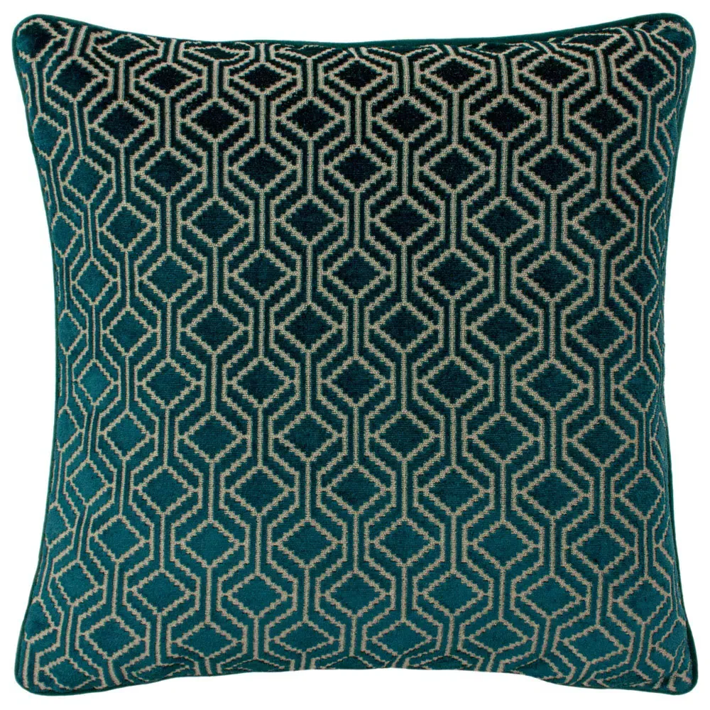 Avenue Velvet Jacquard Cushion - Teal image