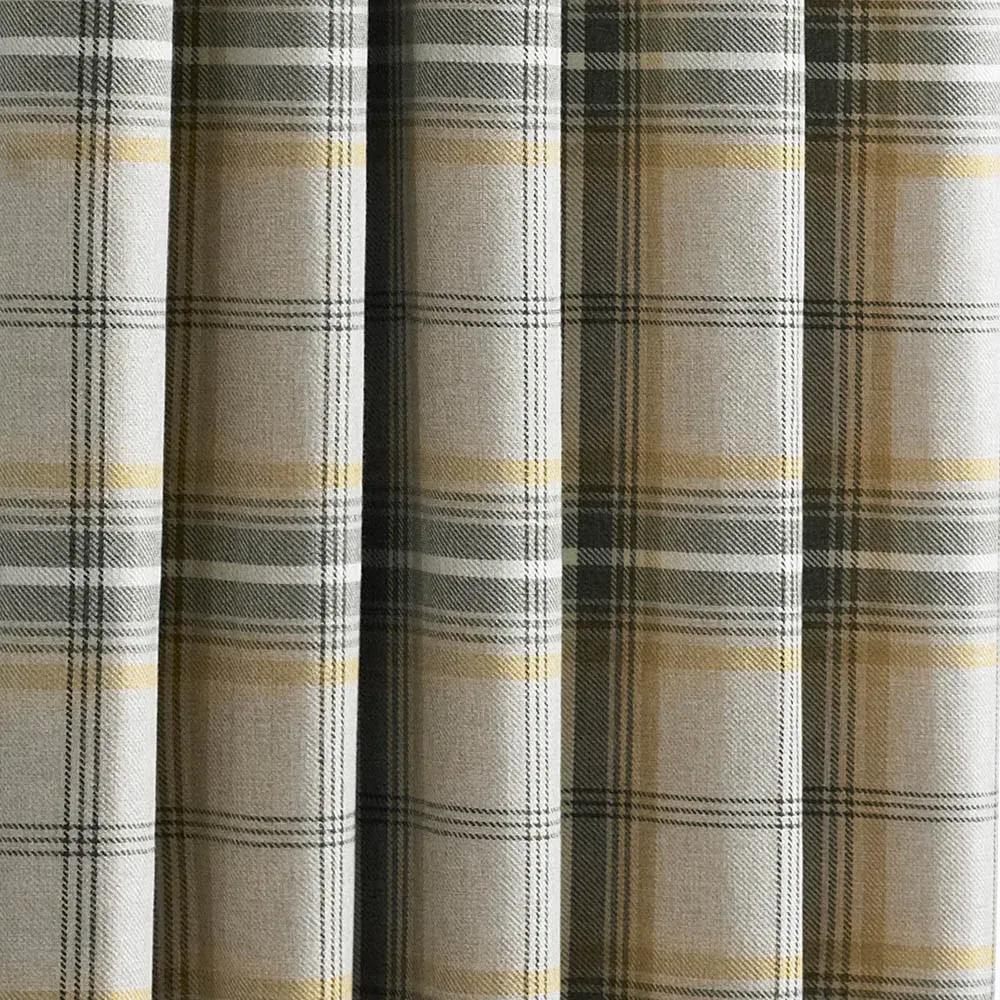 Aviemore Tartan Check Eyelet Curtain - Ochre, Polyester