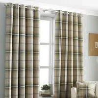 Aviemore Tartan Check Eyelet Curtain - Ochre, Polyester