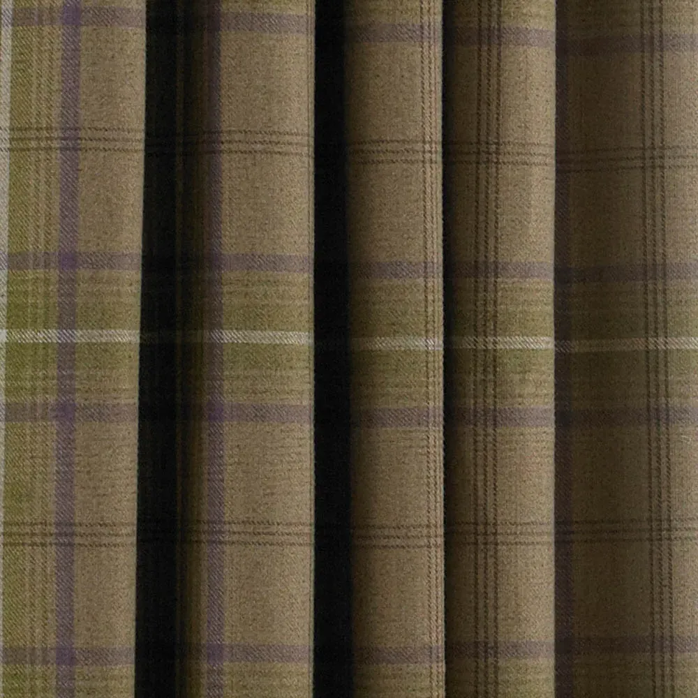 Aviemore Tartan Check Eyelet Curtain - Thistle, Polyester