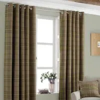 Aviemore Tartan Check Eyelet Curtain - Thistle, Polyester