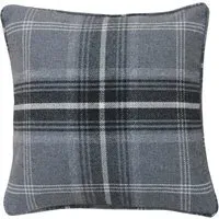 Aviemore Tartan Cushion - Grey, Faux Wool