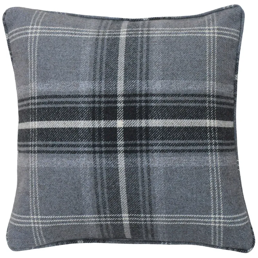 Aviemore Tartan Cushion - Grey, Faux Wool image