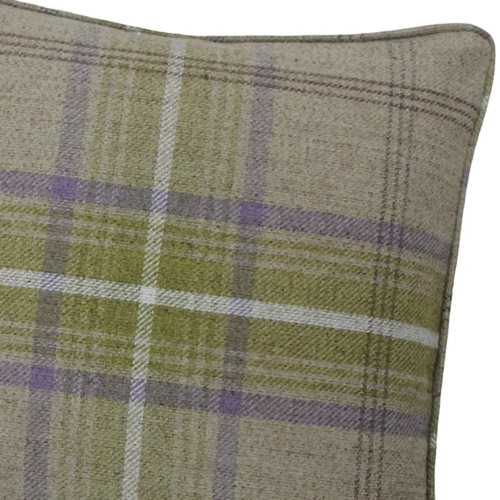 Aviemore Thistle Tartan Cushion - Brown, Faux Wool