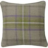 Aviemore Thistle Tartan Cushion - Brown, Faux Wool