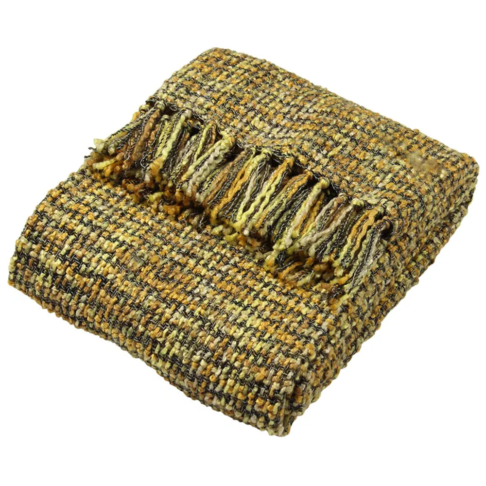 Baoli Chunky Woven Throw - Honey, Acrylic-Polyester
