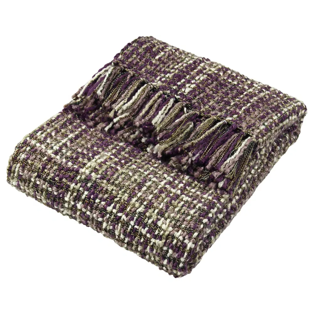 Baoli Chunky Woven Throw - Plum, Acrylic-Polyester