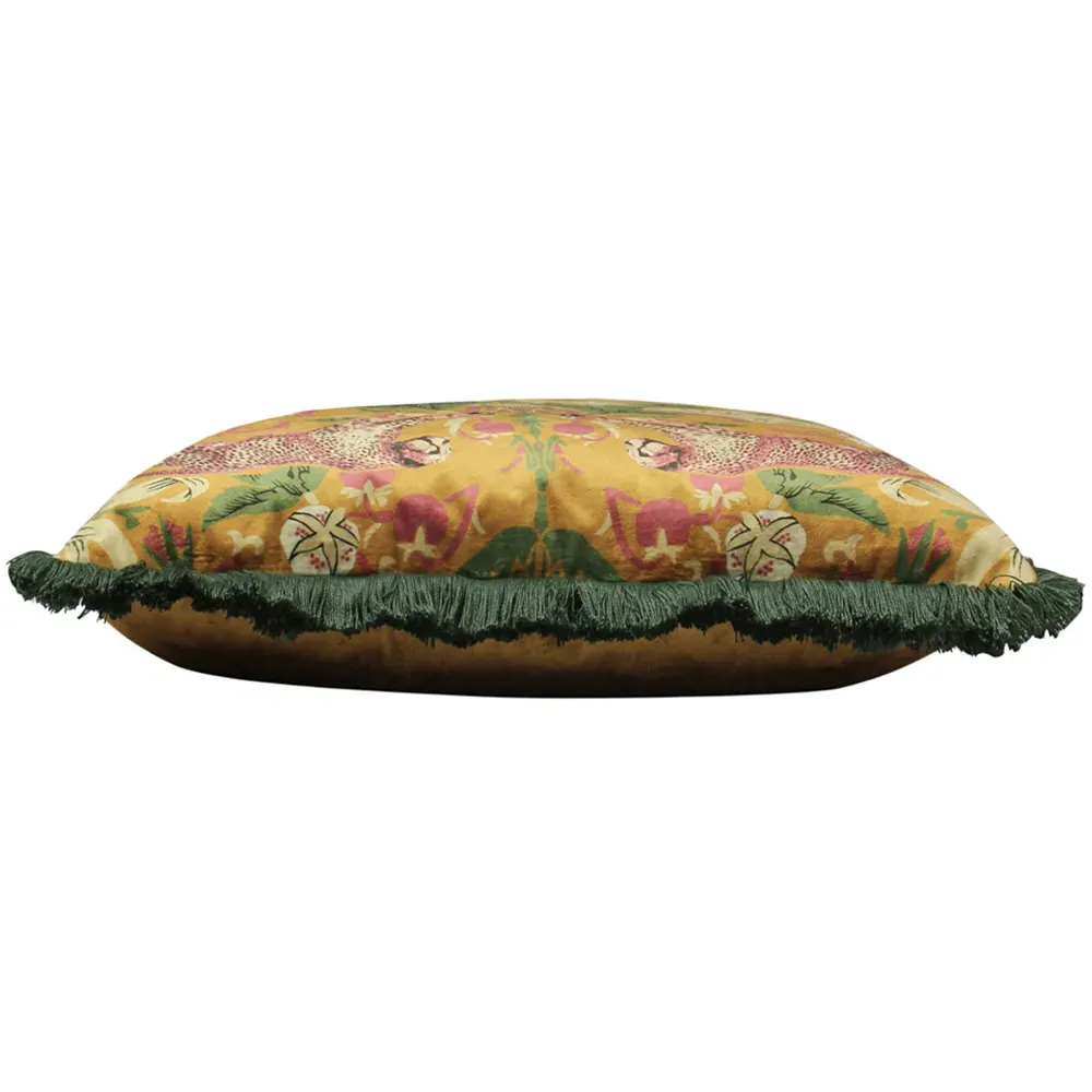 Bexley Tropical Cushion with Fringe - Mustard
