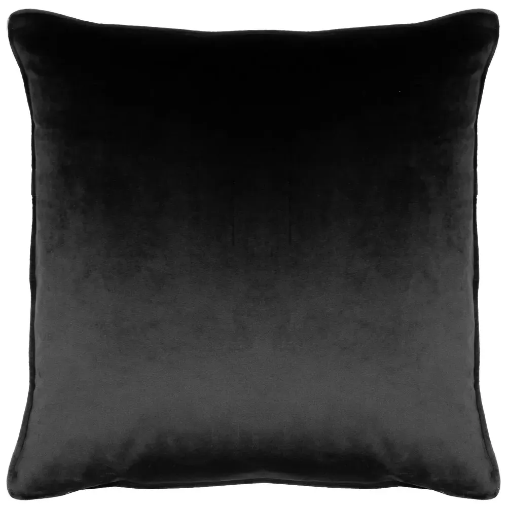 Bloomsbury Geometric Cut Velvet Piped Cushion - Black