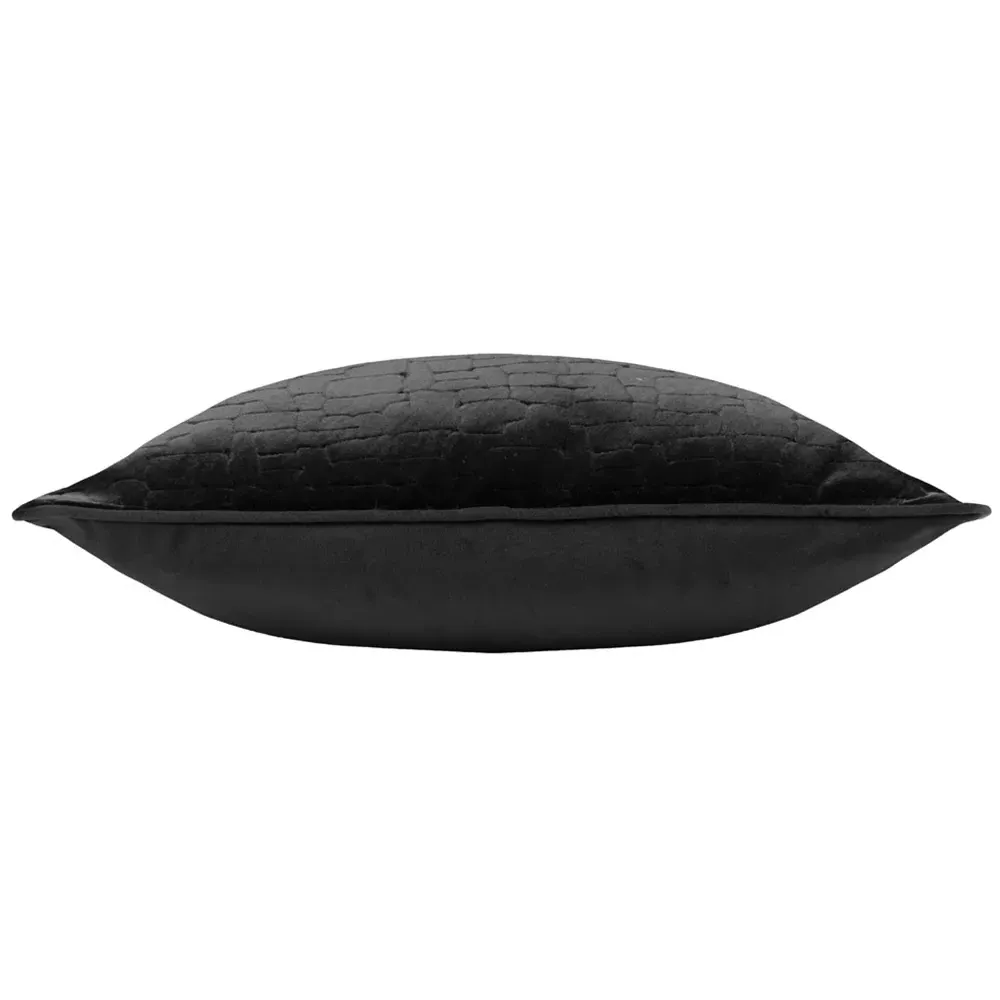Bloomsbury Geometric Cut Velvet Piped Cushion - Black