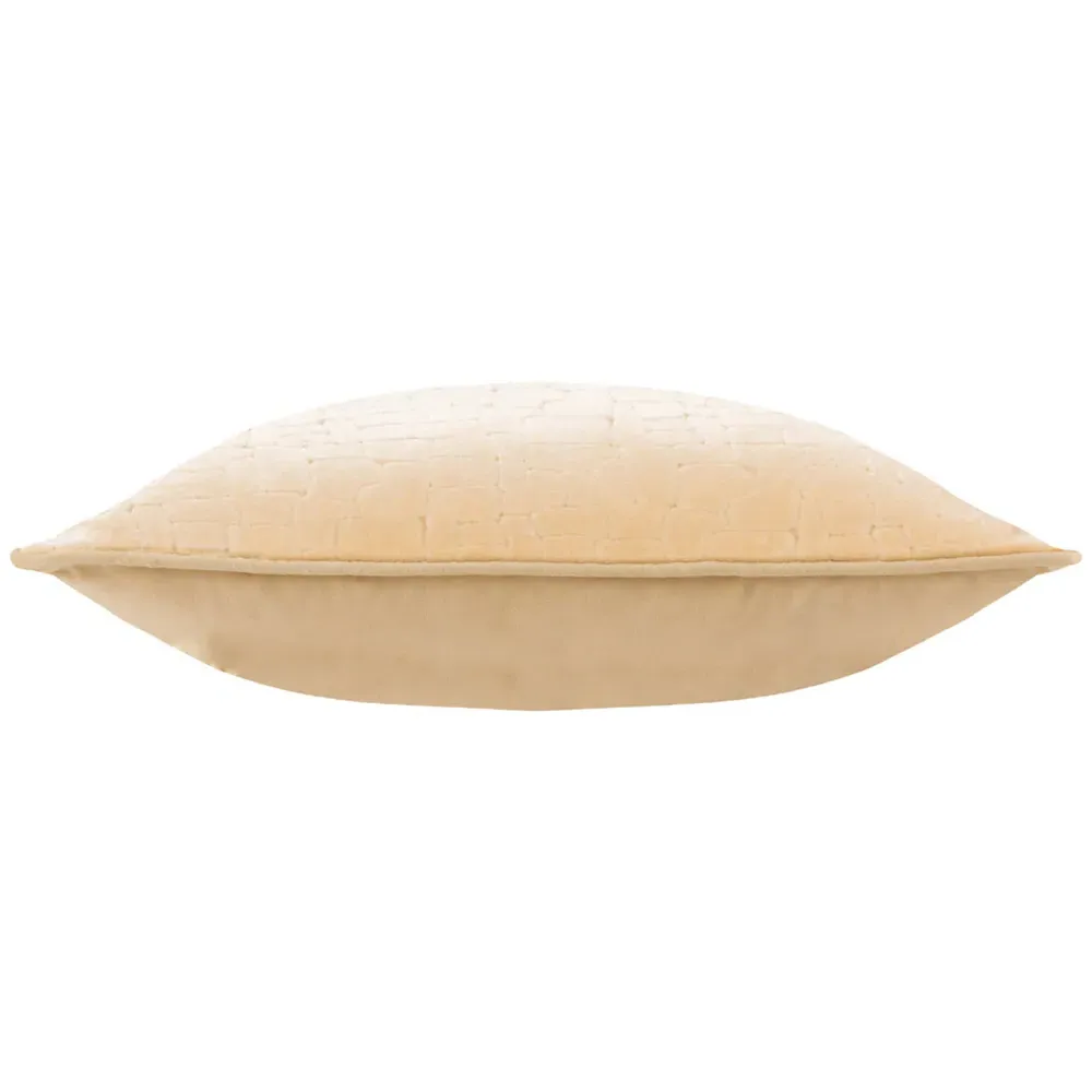 Bloomsbury Geometric Cut Velvet Piped Cushion - Cream