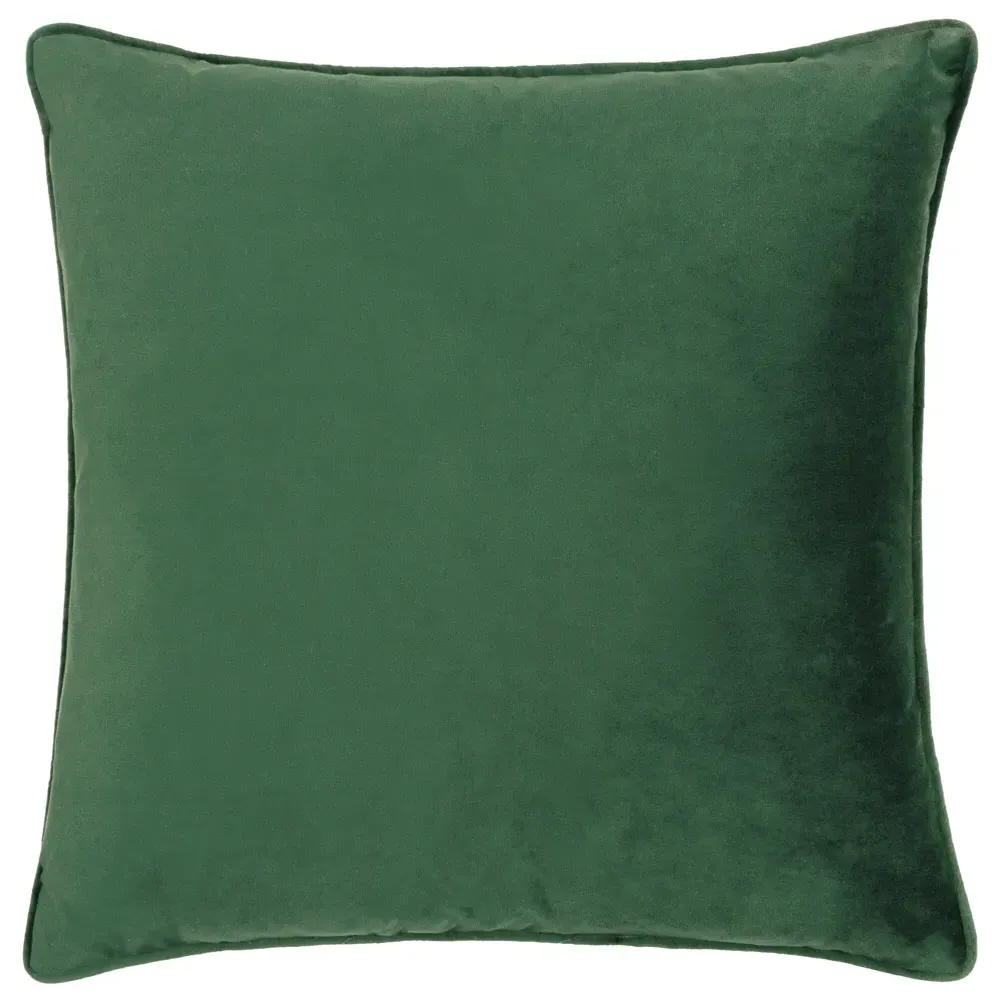 Bloomsbury Geometric Cut Velvet Piped Cushion - Green