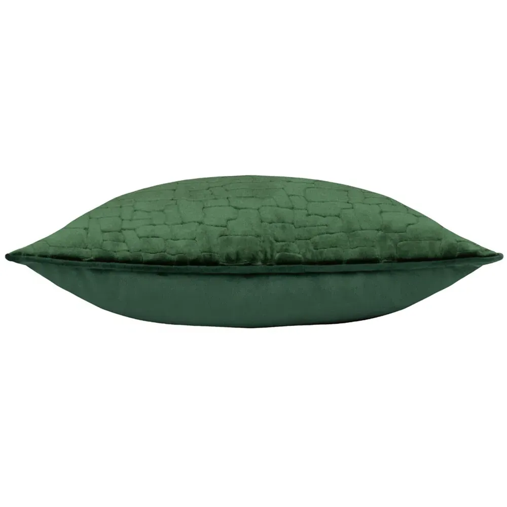 Bloomsbury Geometric Cut Velvet Piped Cushion - Green
