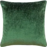 Bloomsbury Geometric Cut Velvet Piped Cushion - Green