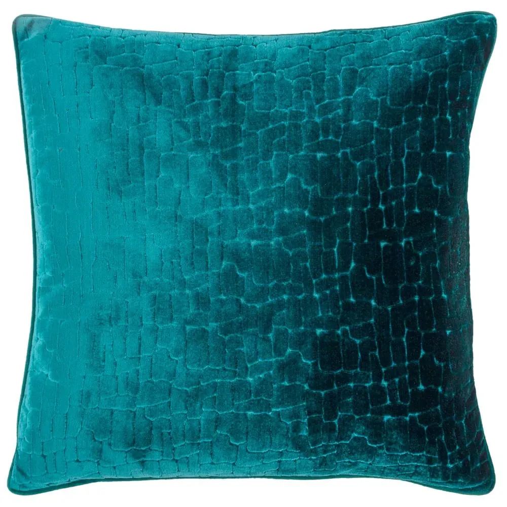 Bloomsbury Geometric Cut Velvet Piped Cushion - Multi