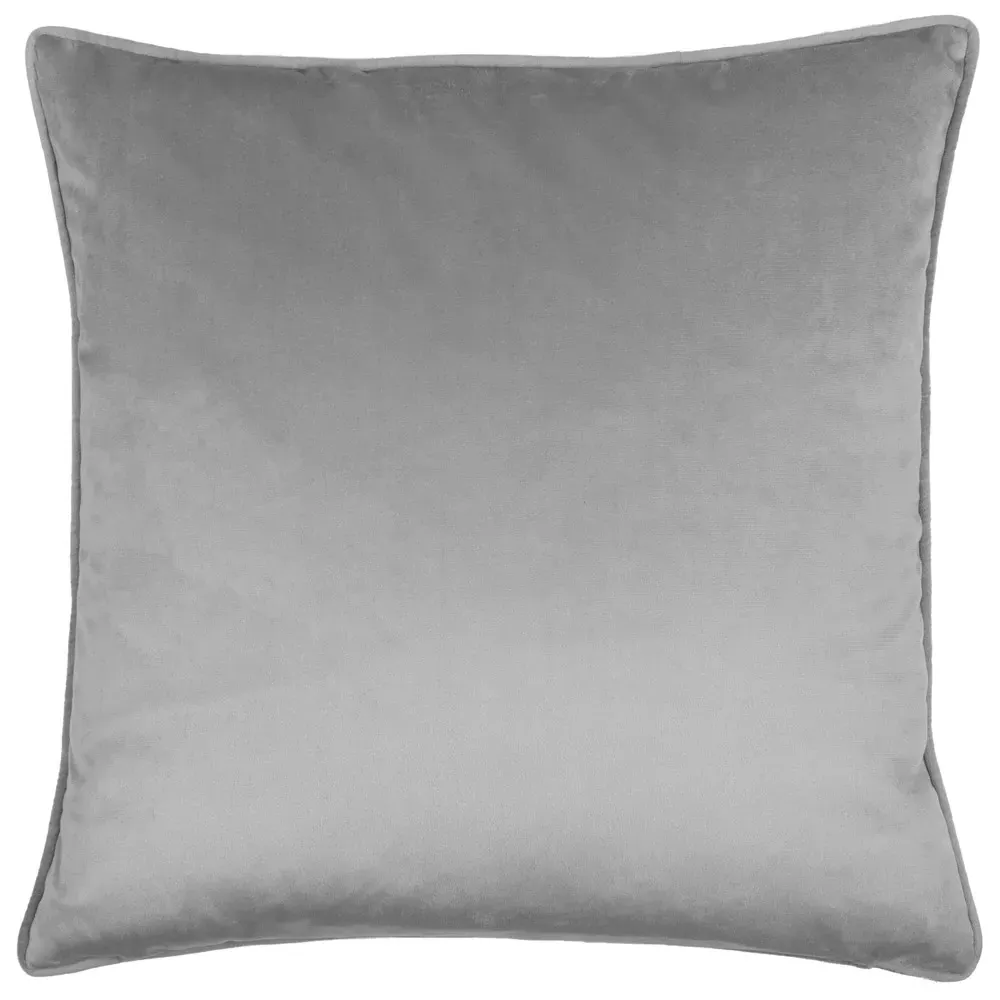 Bloomsbury Geometric Cut Velvet Piped Cushion - Silver