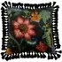 Botanist Floral Cushion with Tassel Edging - Black