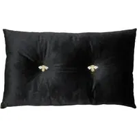 Bumble Bee Cushion - Black, Velvet