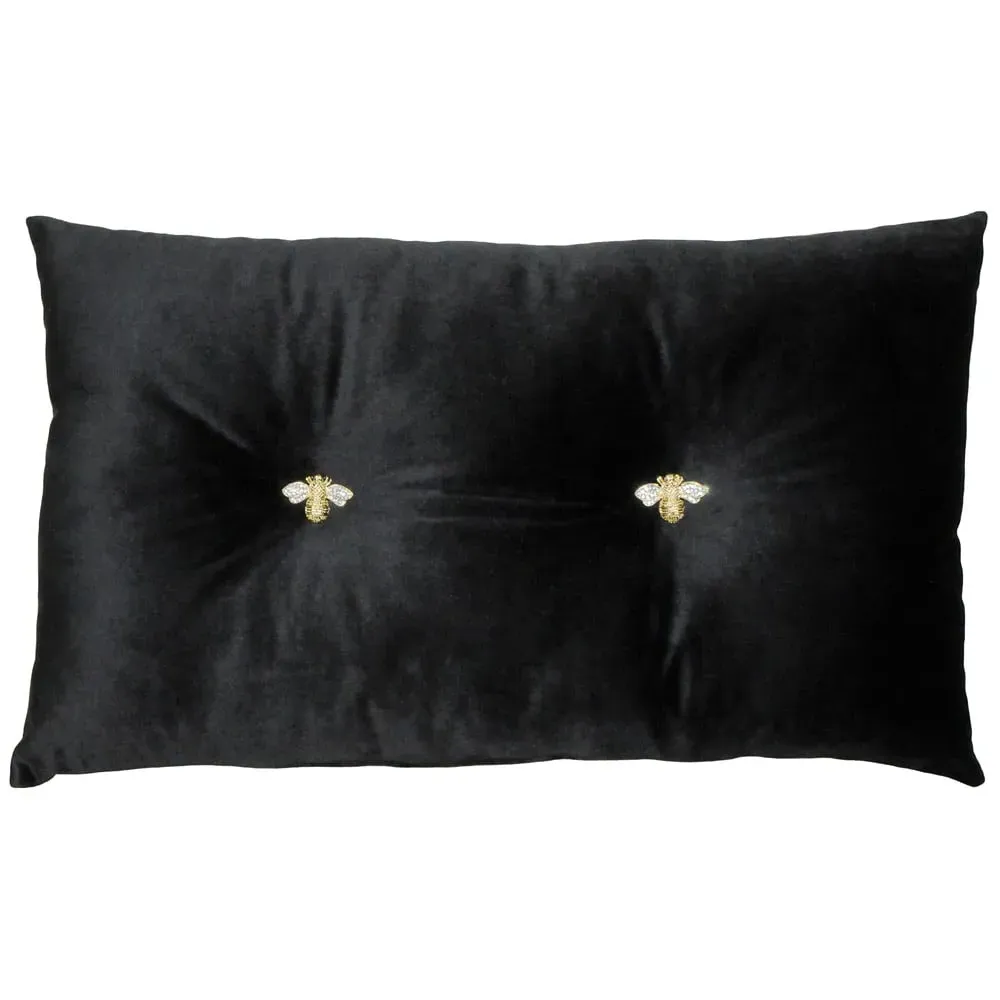 Bumble Bee Cushion - Black, Velvet image