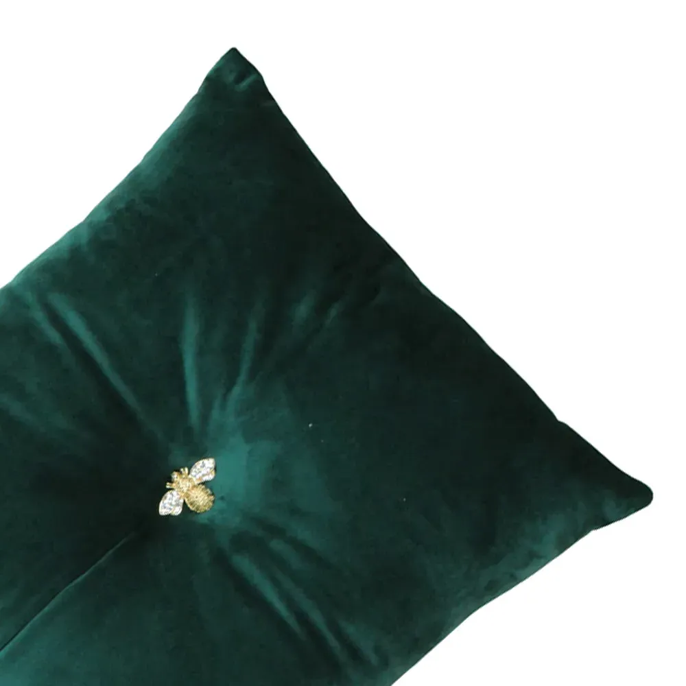 Bumble Bee Cushion - Emerald, Velvet
