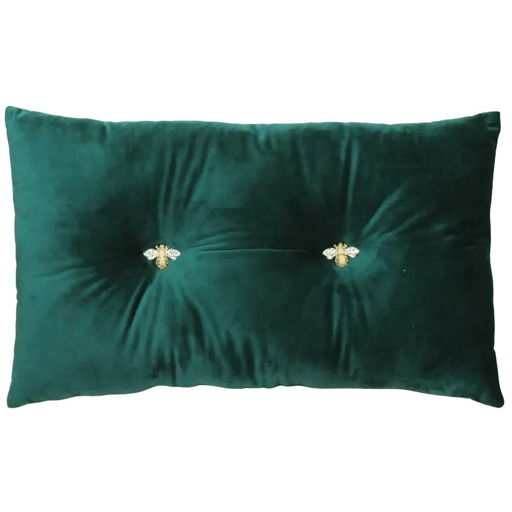 Bumble Bee Cushion - Emerald, Velvet