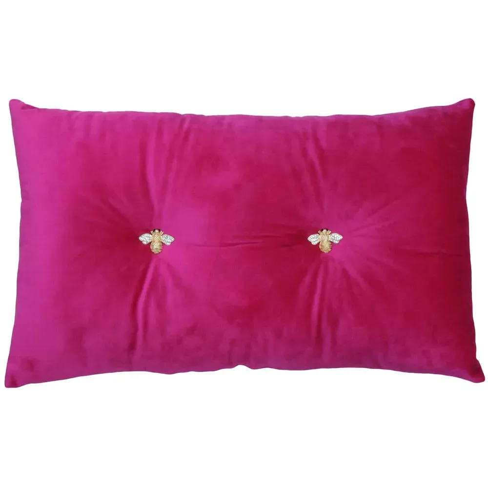 Bumble Bee Cushion - Pink, Velvet