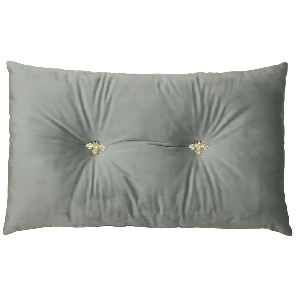 Bumble Bee Cushion - Silver, Velvet