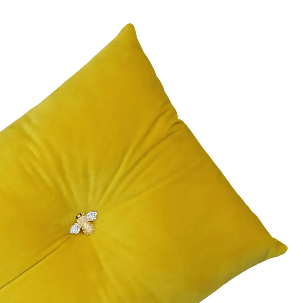 Bumble Bee Cushion - Yellow, Velvet