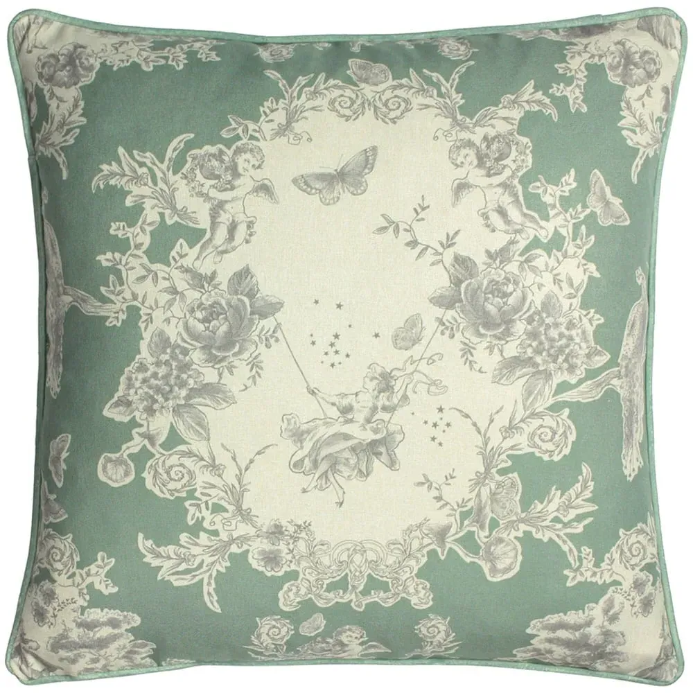 Burford Floral Cushion - Sage Green, Velvet image