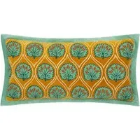 Casa Embroidered Cushion - Ochre, Cotton