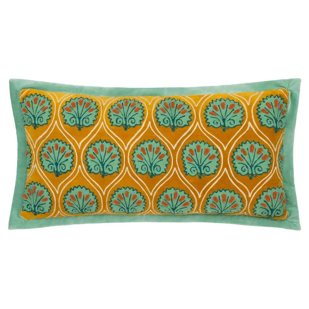 Casa Embroidered Cushion - Ochre, Cotton image