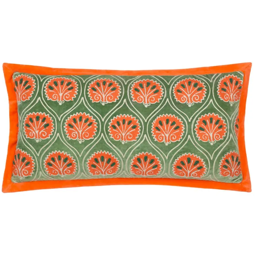 Casa Embroidered Cushion - Peridot, Cotton