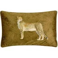 Cheetah Forest Cushion - Gold, Velvet