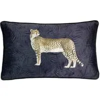 Cheetah Forest Cushion - Navy, Velvet