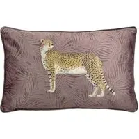 Cheetah Forest Cushion - Pink, Velvet
