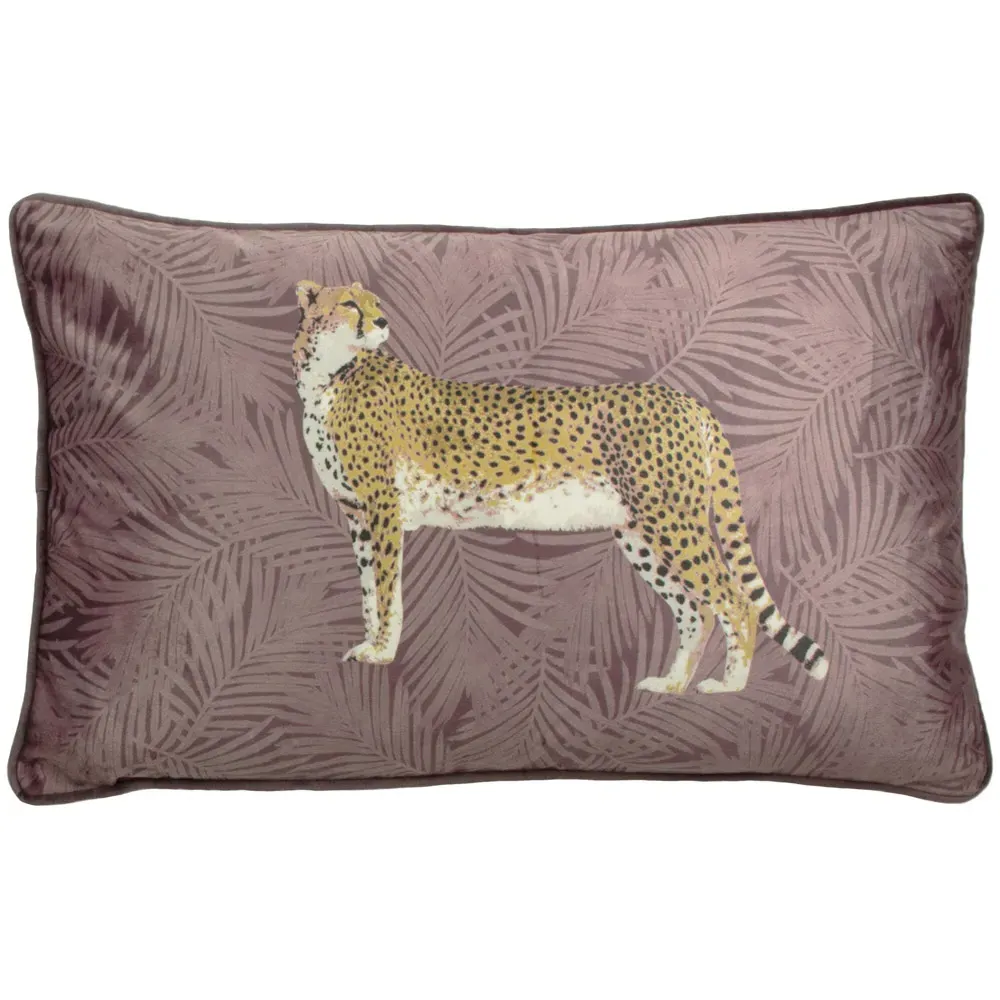 Cheetah Forest Cushion - Pink, Velvet