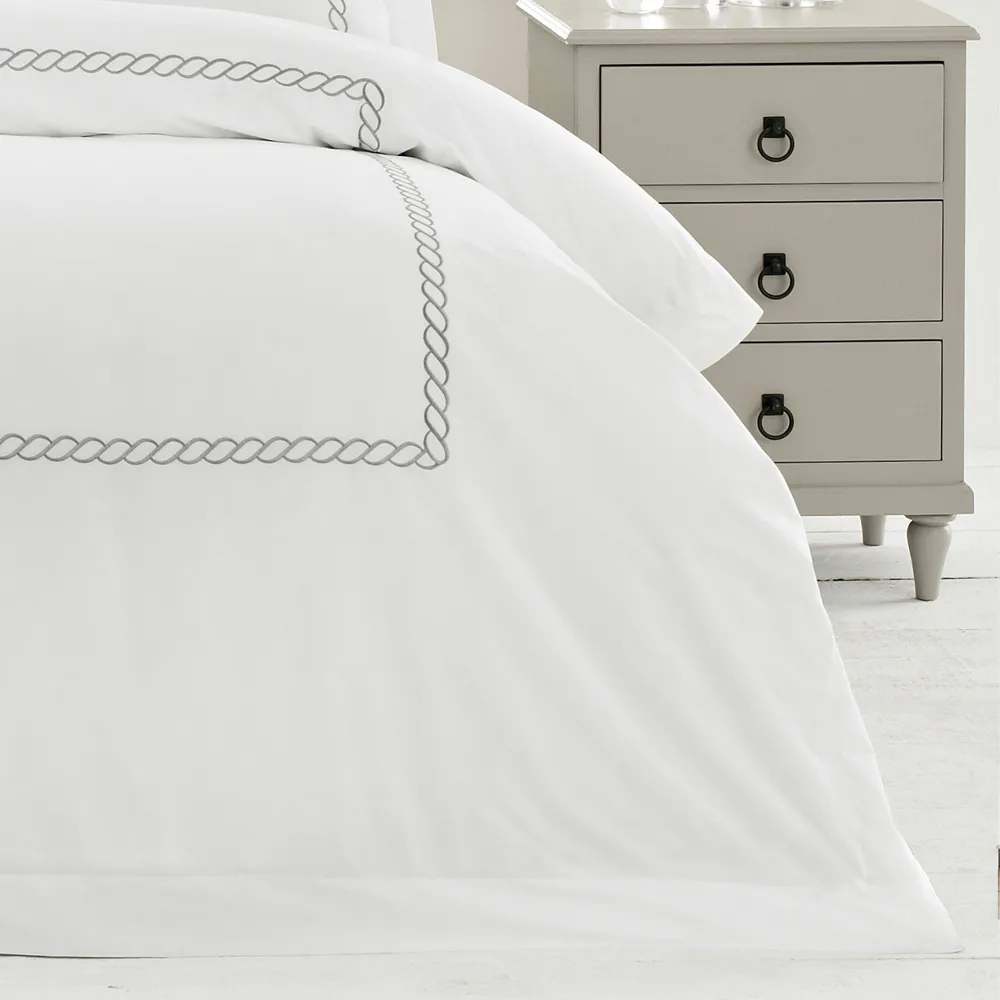 Cleopatra Double Duvet Cover Set - Silver, Cotton