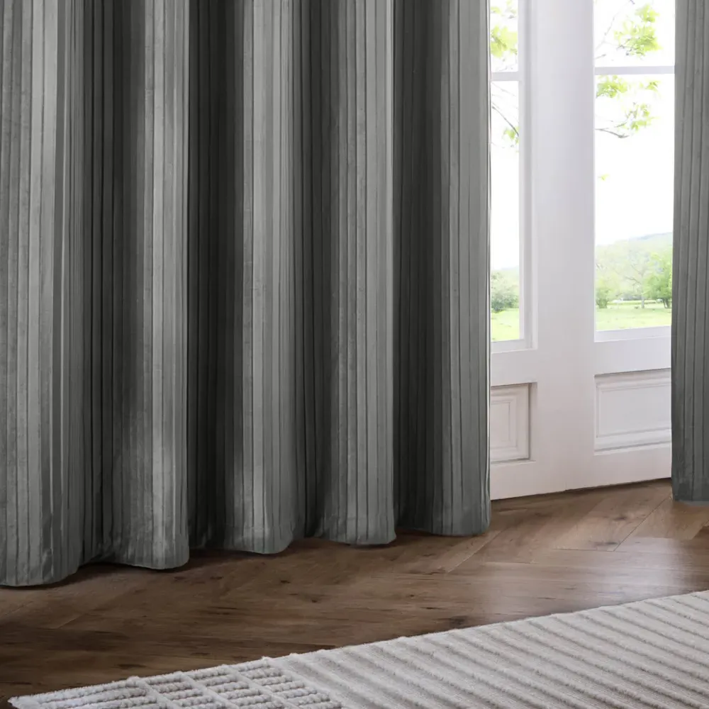 Corinthian Eyelet Curtains - Grey, Velvet