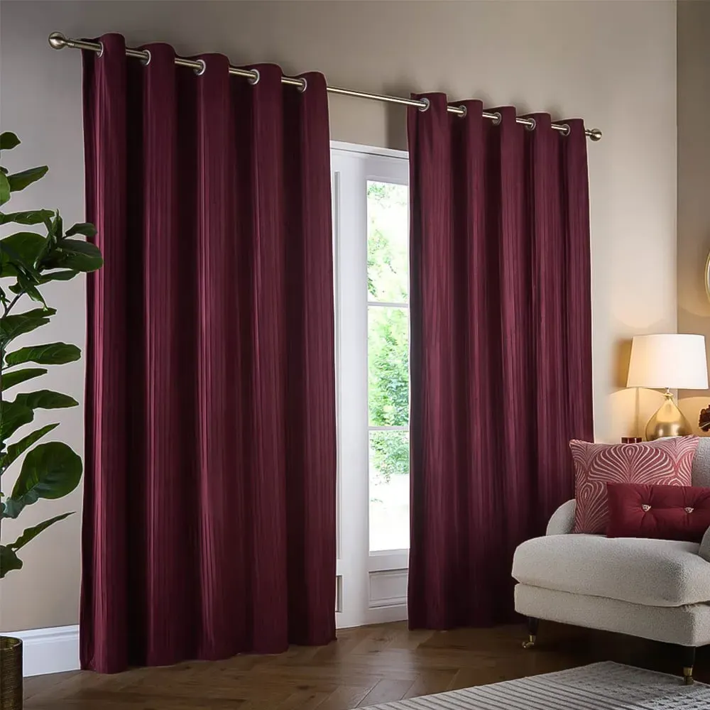 Corinthian Eyelet Curtains - Red, Velvet image
